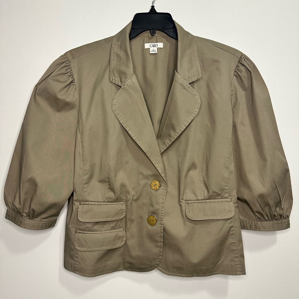 Cato Olive Green Y2K Short Puff Sleeve Blazer/Jacket Size XL